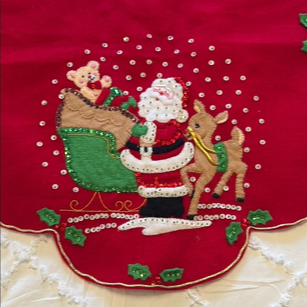 Festive Christmas Handmade Red Holiday Table Runner